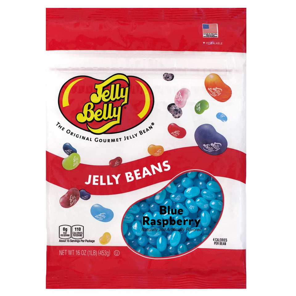Jelly Belly blue raspberry jelly beans logo displaying brand authenticity and snack appeal