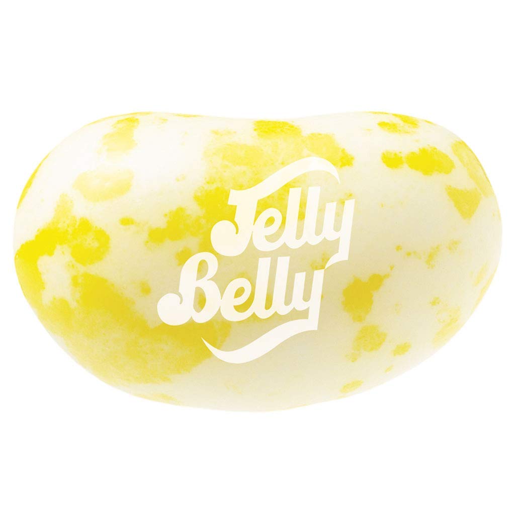 Close-up of Jelly Belly Buttered Popcorn beans highlighting yellow and white shells for popcorn flavor.