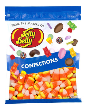 Jelly Belly Candy Corn in a resealable 1 lb bag preserves fresh vanilla mellocreme flavor.