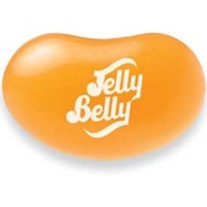 Close-up of Jelly Belly beans showing real cantaloupe juice flavor