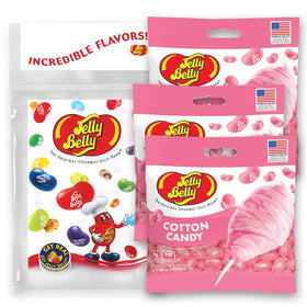 Jelly Belly Cotton Candy jelly beans in a three-pack, ideal for sharing.