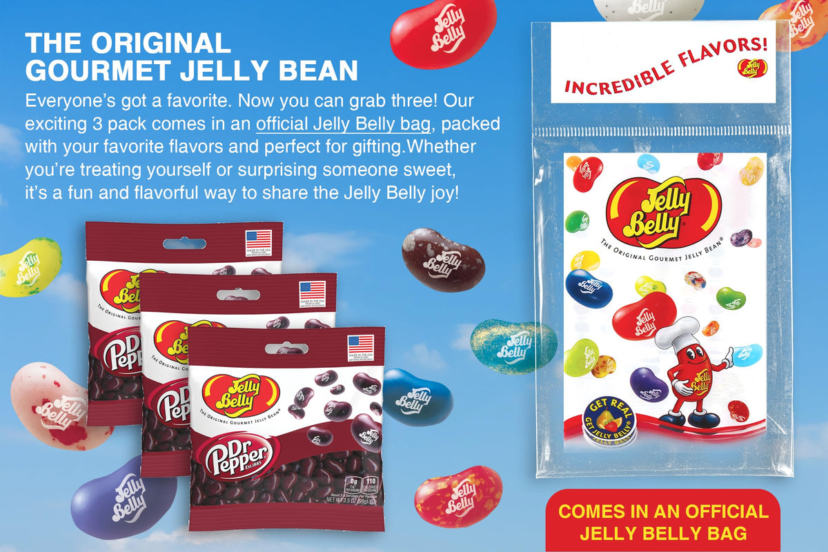 Jelly Belly Dr Pepper jelly beans close-up showing bold fizzy flavor.