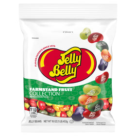Jelly Belly Farmstand Fruit Mix 1lb bag shows reseal for convenient storage and sharing.