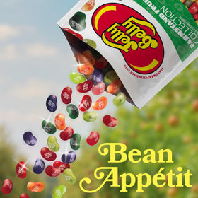 Jelly Belly Farmstand Juicy Pear flavor closeup suggests fruit-forward sweetness.
