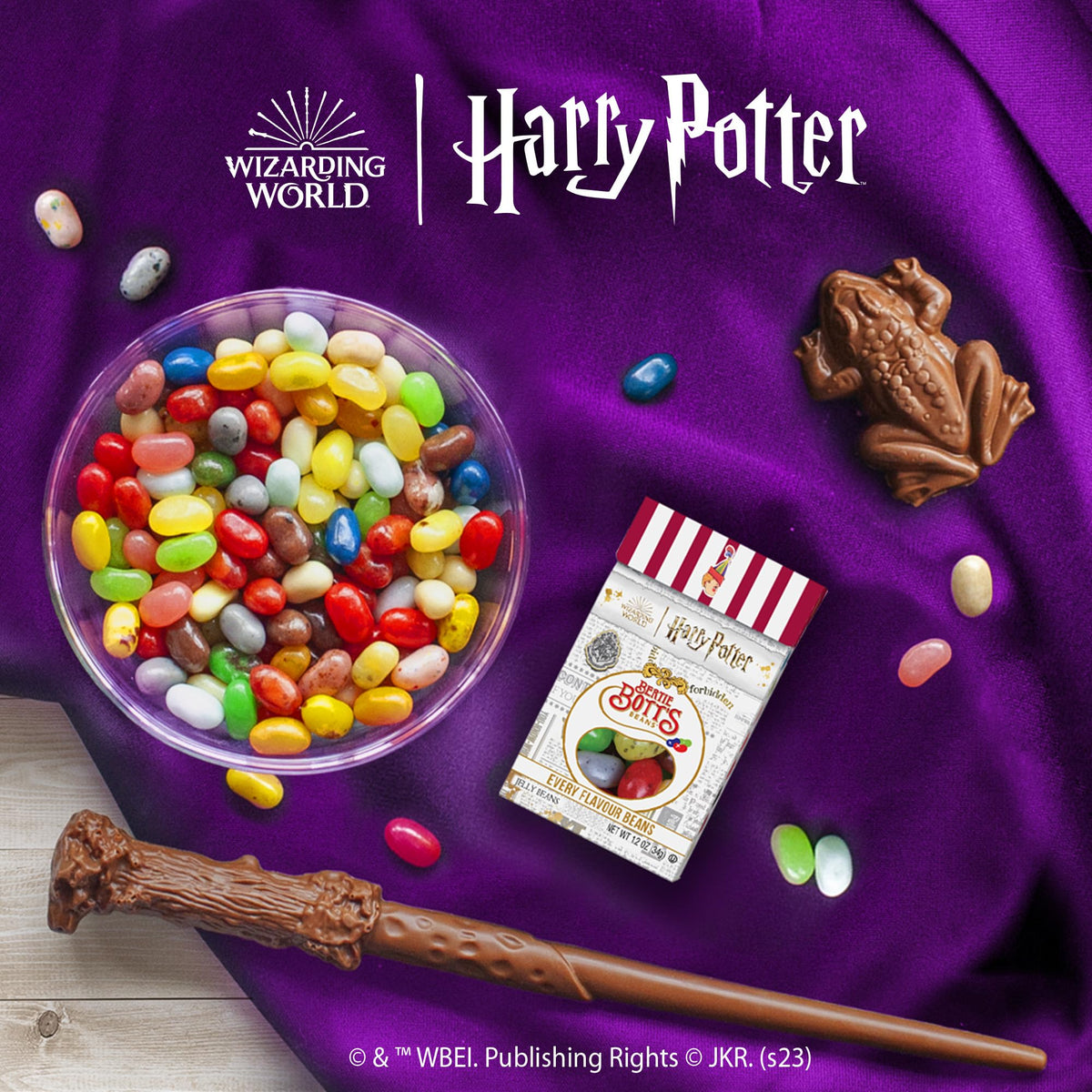 Jelly Belly Bertie Bott's Beans packaging highlights kosher and dietary notes.