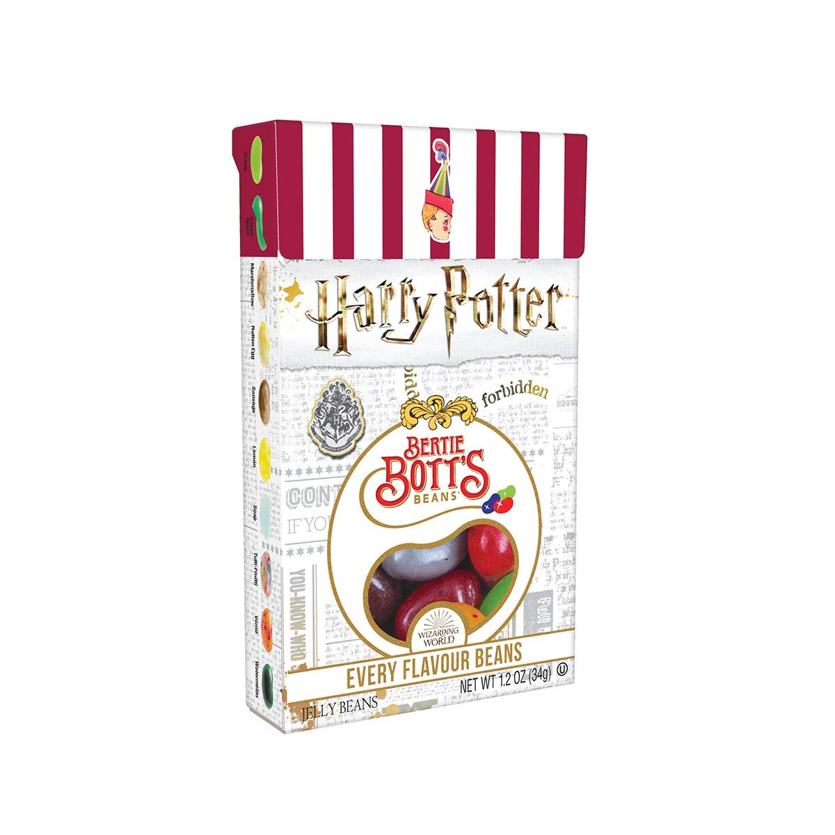 Jelly Belly Bertie Bott's Beans variety flavors closeup highlights playful, surprising tastes for tasting nights.
