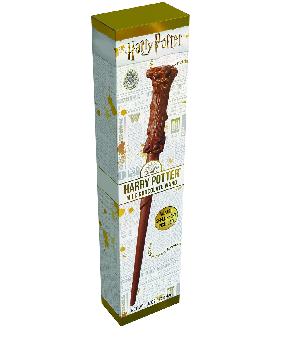 Jelly Belly Harry Potter Milk Chocolate Wand pack showcases a wand-shaped treat ready for gifting and sharing