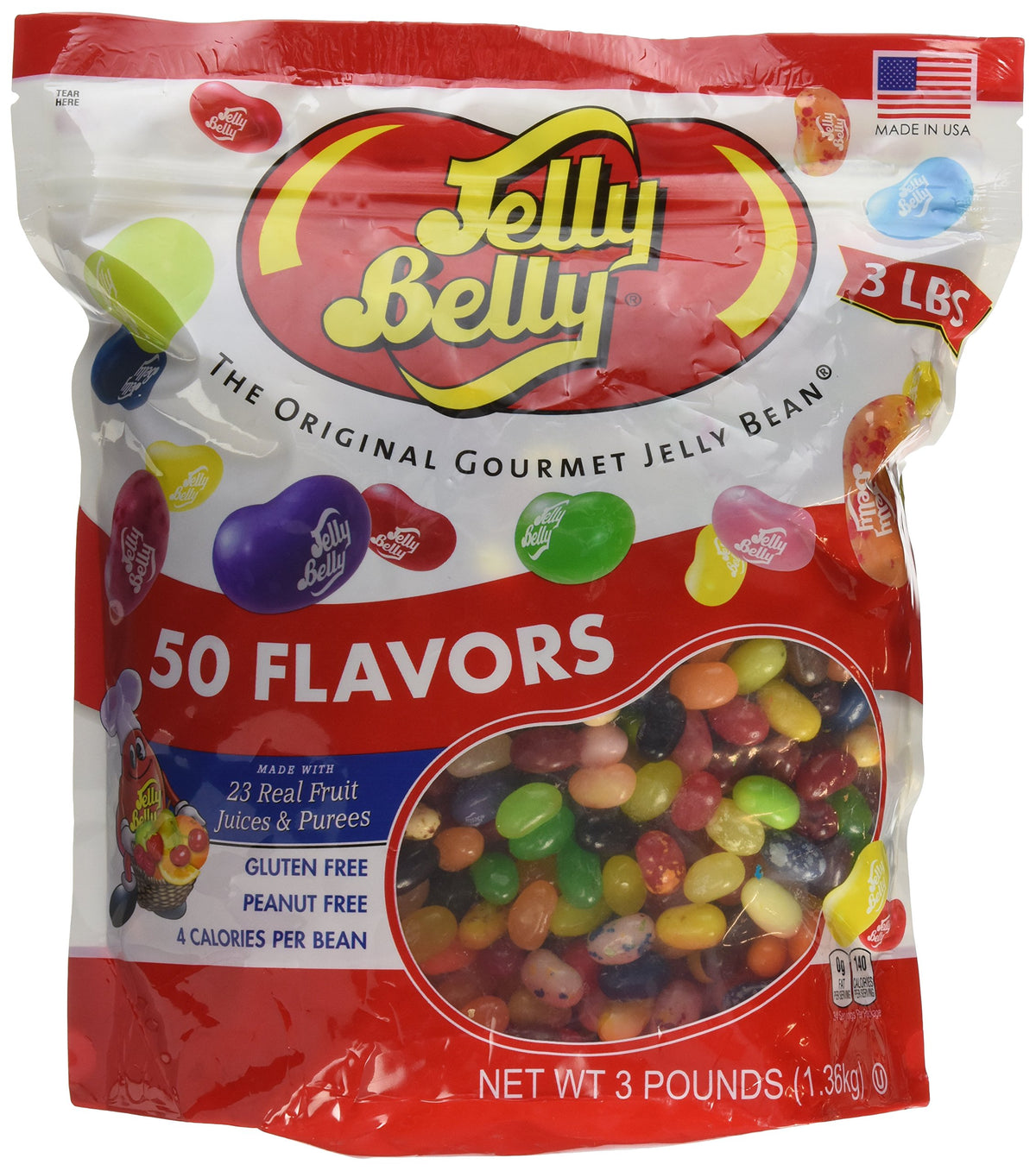 Jelly Belly jelly beans 3lb bag with colorful assortment for parties.