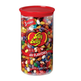 Jelly Belly jelly beans assortment in a 3-lb tub, vivid flavors for celebrations.