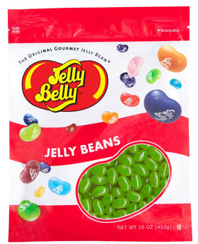 Jelly Belly Lemon Lime beans closeup showing real zest and two-tone color
