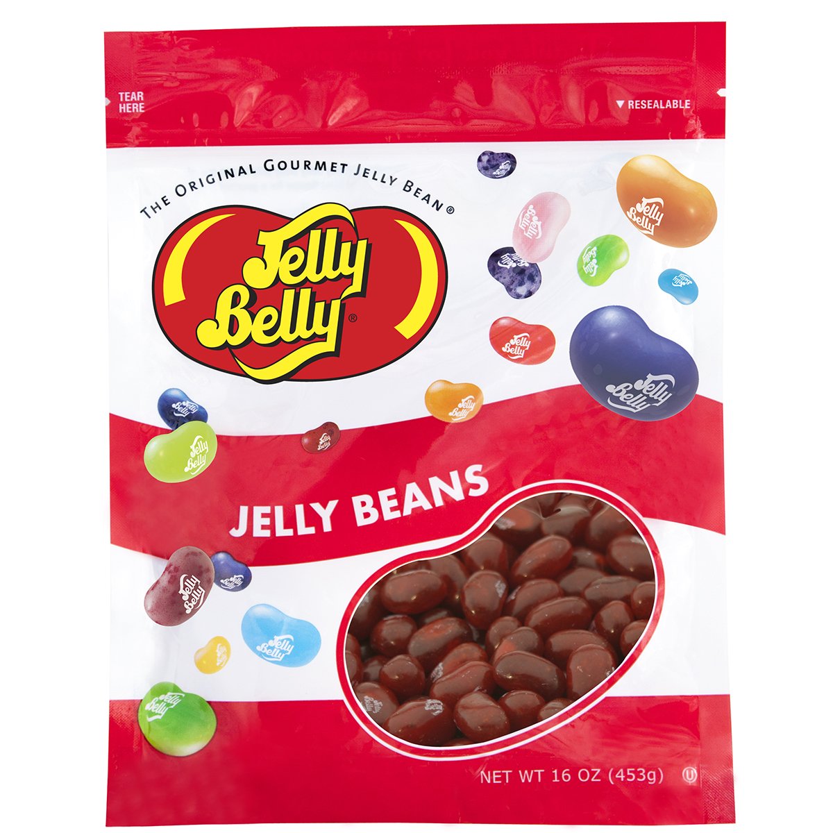Jelly Belly Raspberry Jelly Beans bag with resealable packaging for freshness.