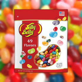 Close-up of Jelly Belly resealable pouch seal keeps flavors fresh.