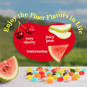 Jelly Belly Signature 10 allergy-friendly label noting gluten-free, peanut-free, dairy-free options.