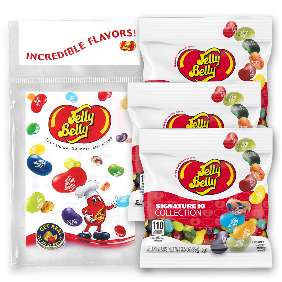 Jelly Belly Signature 10-bean collection packaging front for convenient on-the-go snacking.