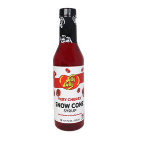 Jelly Belly berry blue snow cone syrup bottle boosts vibrant desserts.