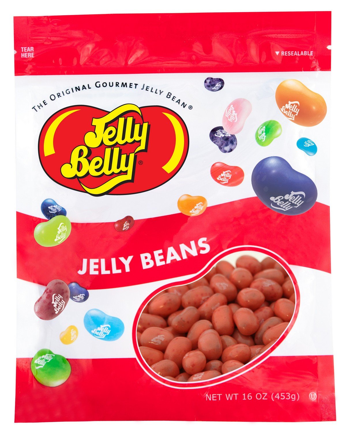 Jelly Belly Strawberry Daiquiri jelly beans in a 1lb resealable bag for fresh snacking.