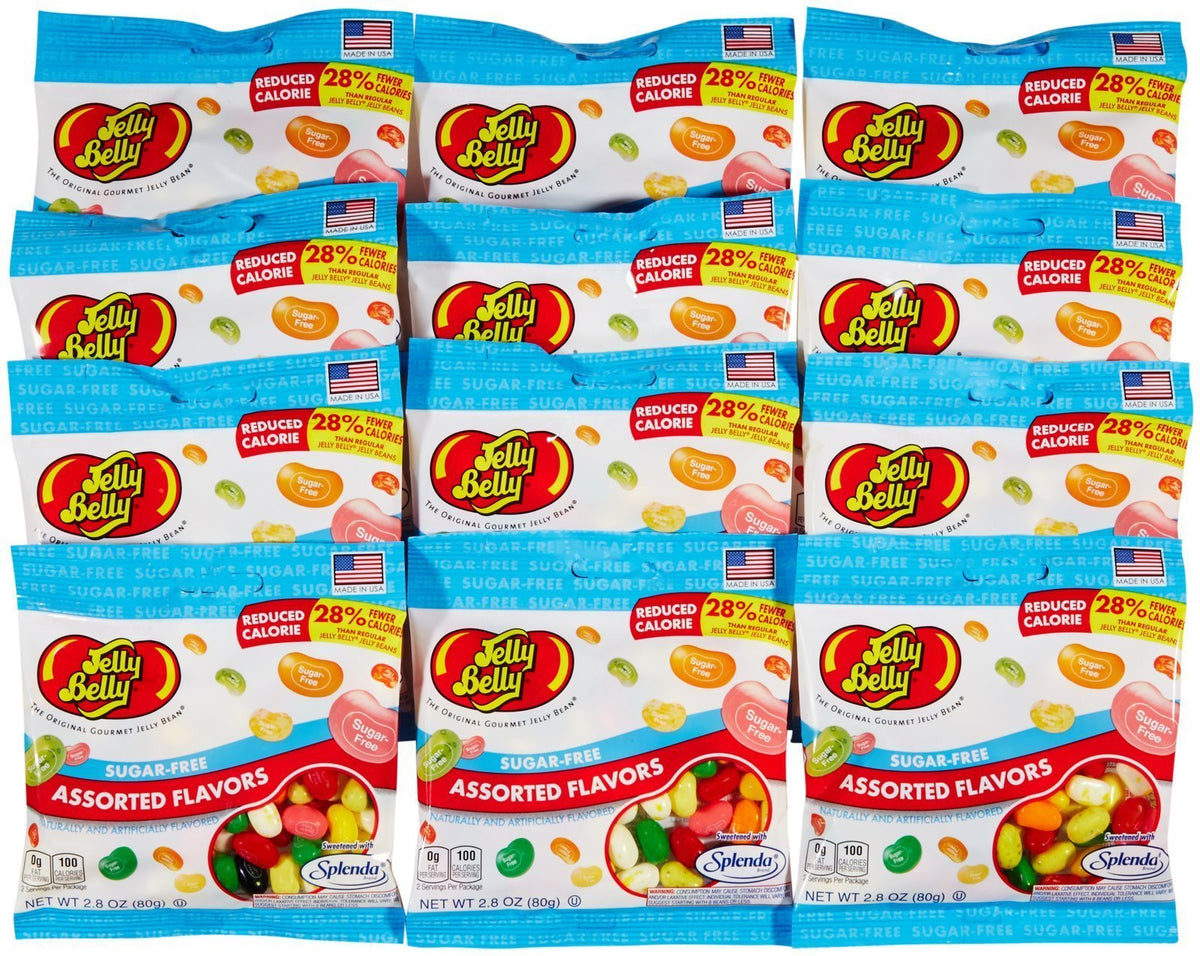 Jelly Belly Sugar-Free beans close-up highlighting vibrant colors and flavor variety