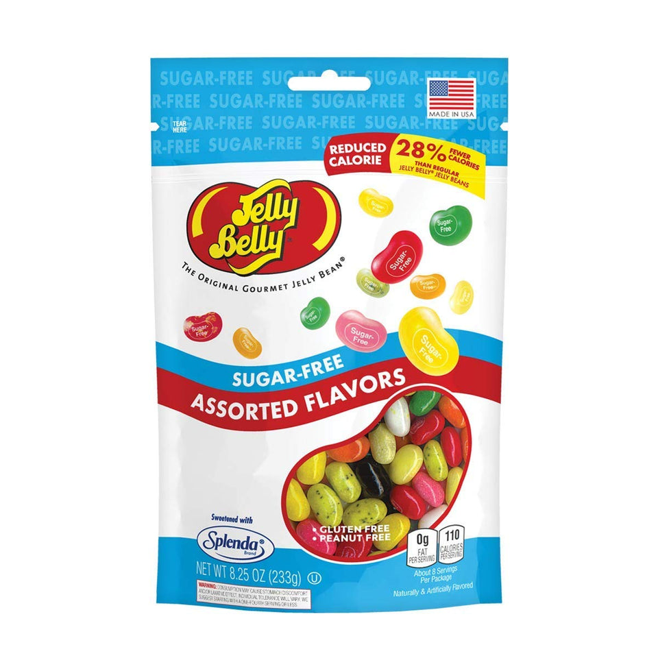 Jelly Belly Sugar Free case packaging shows official source and freshness for shoppers