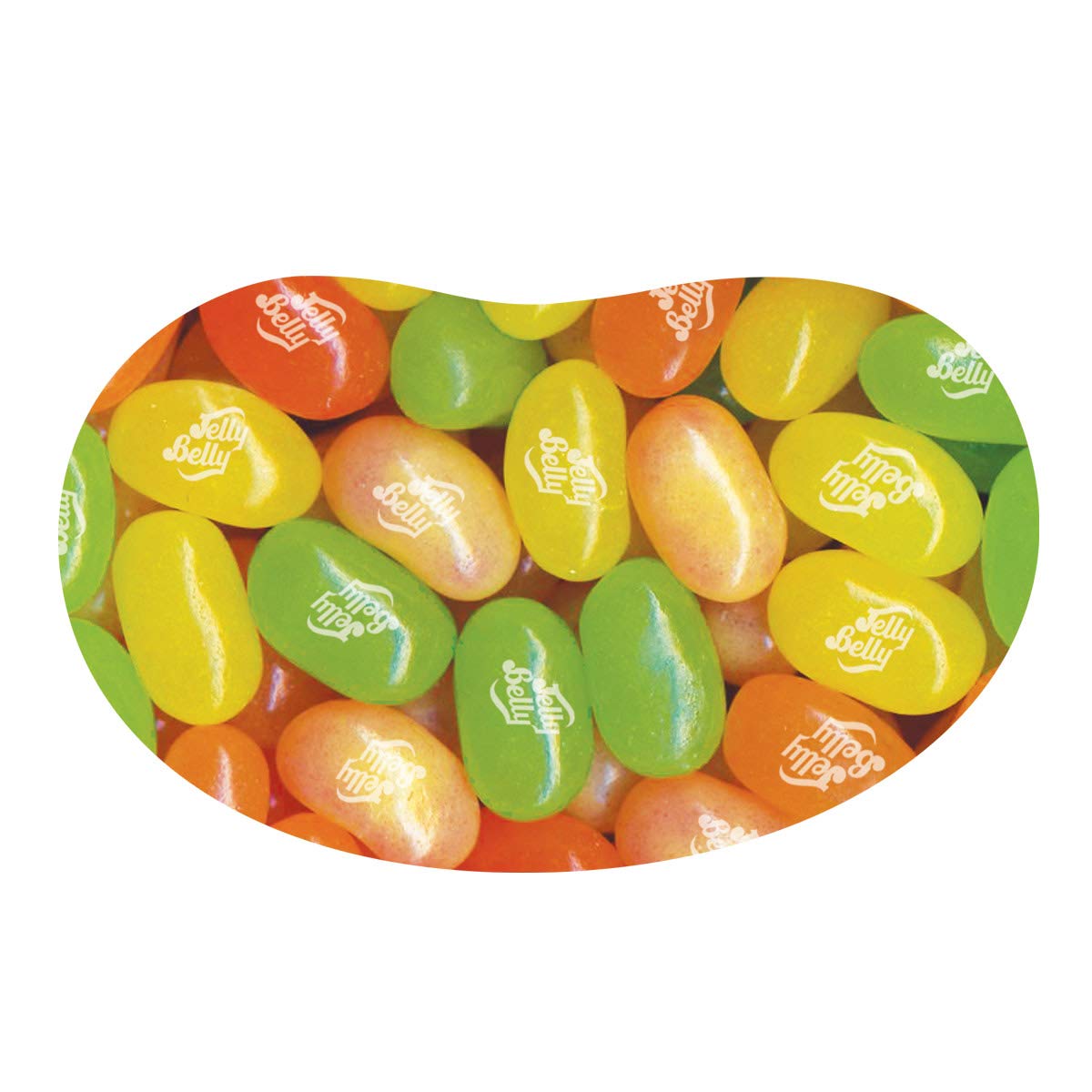 Close-up of Jelly Belly Sunkist Citrus Mix jelly beans showing vibrant citrus flavors