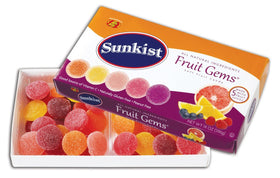 Jelly Belly Sunkist Fruit Gems Box front view with vibrant colors for sharing