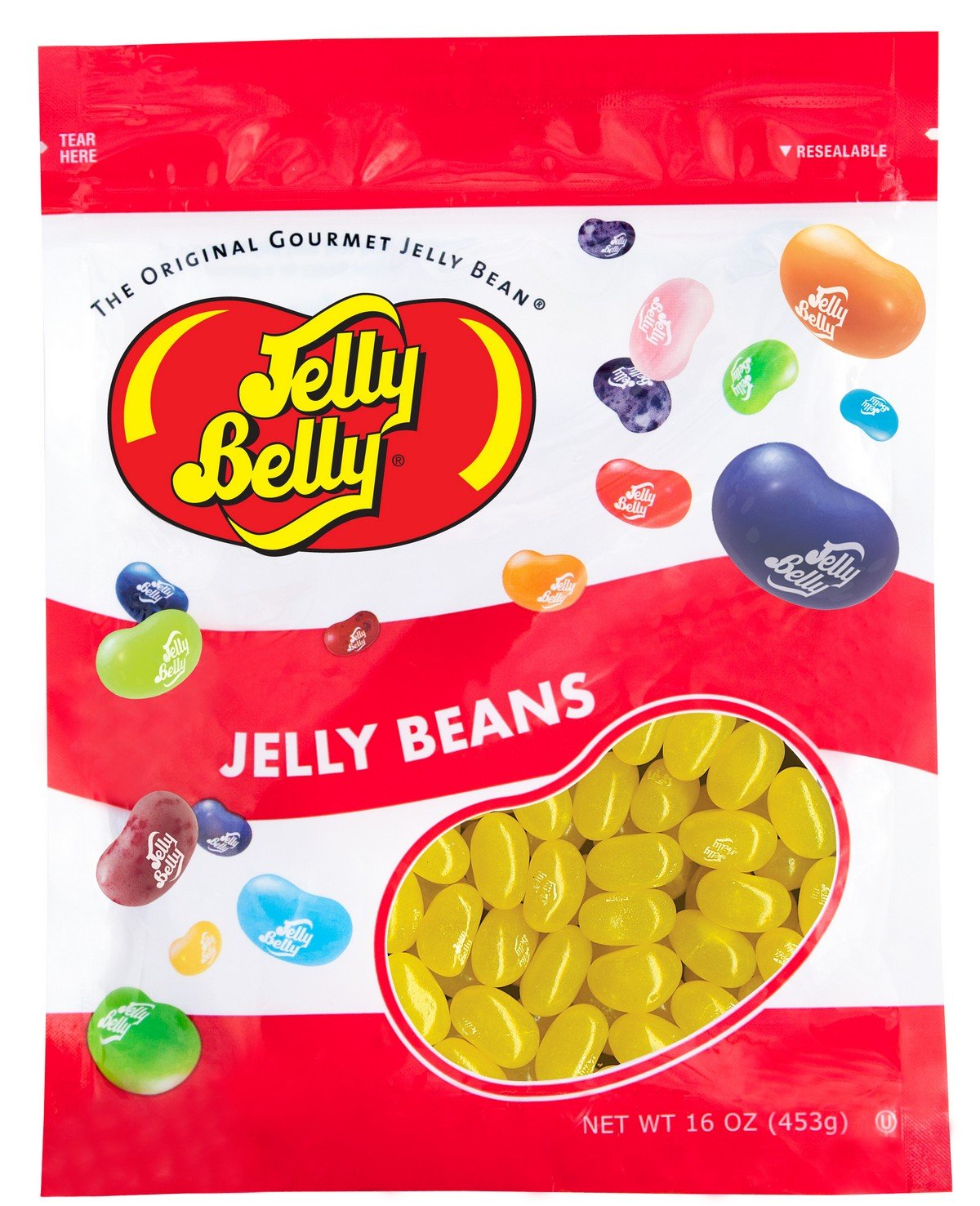 Jelly Belly Sunkist Lemon jelly beans in a 1lb bag for on-the-go snacking