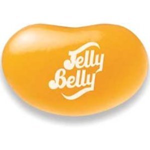 Pour shot of Jelly Belly Sunkist Tangerine jelly beans highlighting bright color