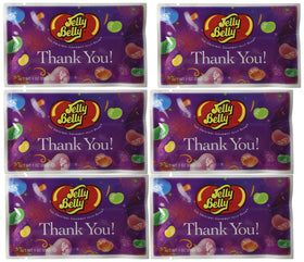 Jelly Belly Thank You bags with assorted flavors, perfect for party favors.
