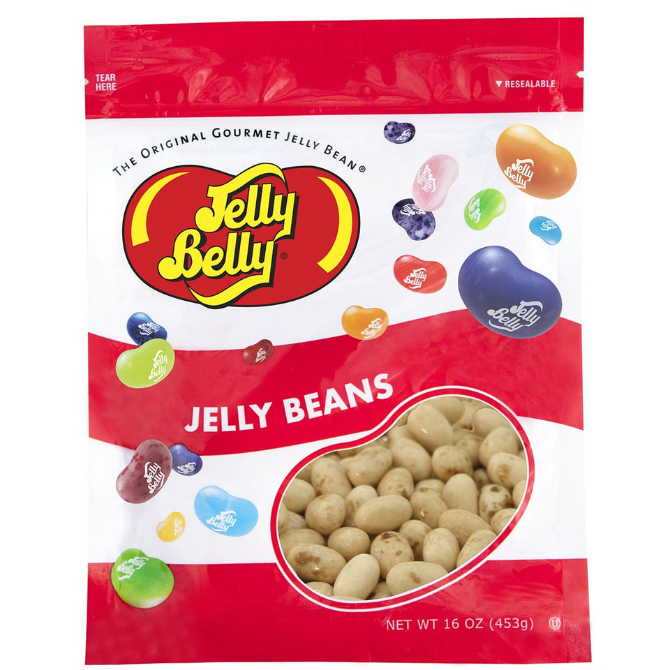 Jelly Belly Toasted Marshmallow jelly beans in a resealable bag for lasting freshness