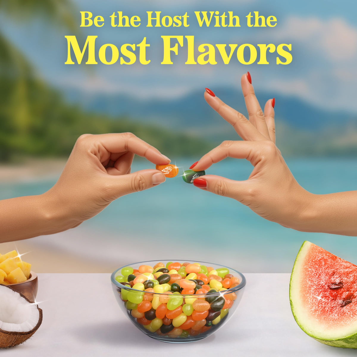 Jelly Belly Tropical Paradise Chili Mango beans for bold, spicy-sweet flavor.