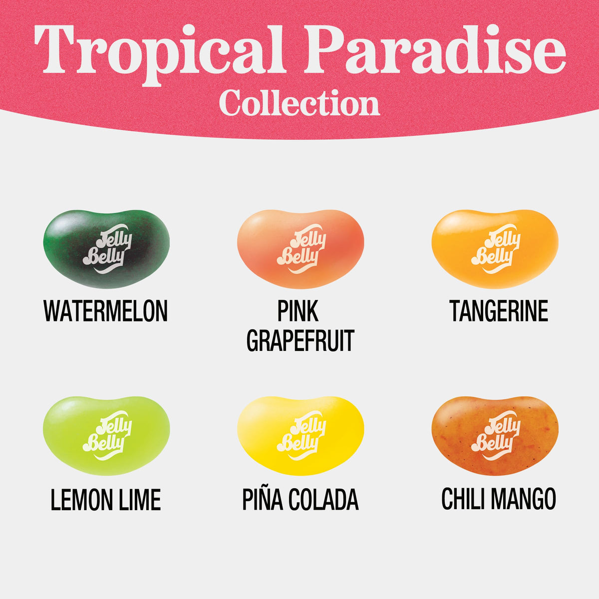 Jelly Belly Tropical Paradise Pina Colada beans for tropical dessert-inspired bites.