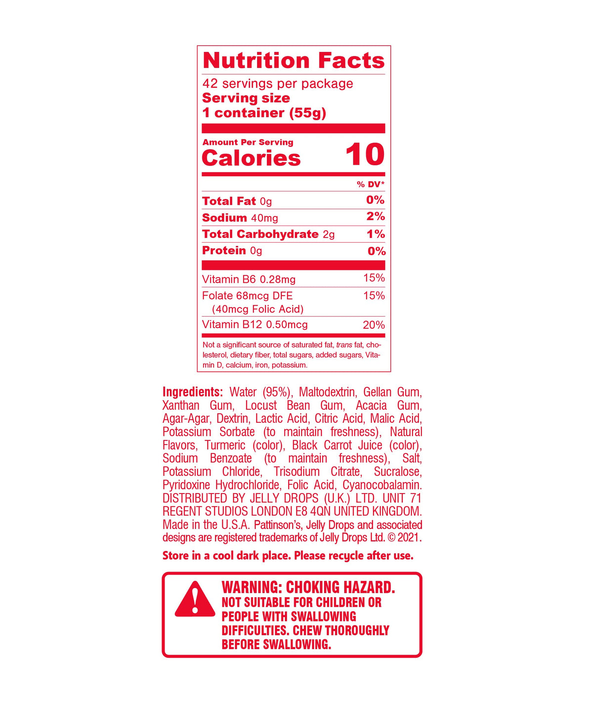 Jelly Drops electrolytes and B vitamins content highlights daily wellness support