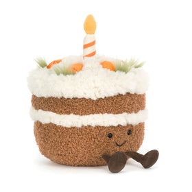 Jellycat Amuseables Carrot Cake plush with soft plush fabric for cozy play