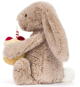 Jellycat Bashful Beige Bunny close-up of velvety icing invites gentle play and comfort.