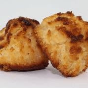 Close-up of Jennies Macaroons showing chewy texture and coconut bits.