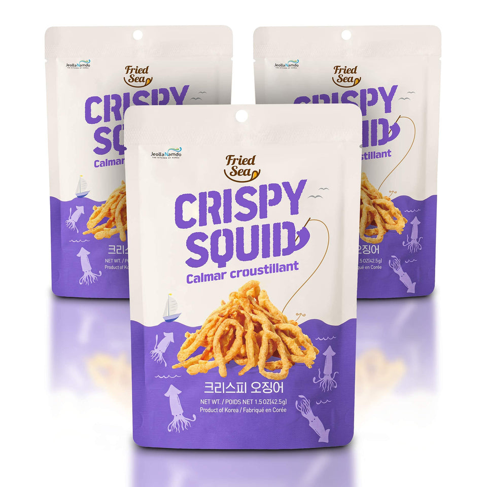 JEOLLANAMDO Calamari Chips real squid 3-pack for savory snacking.