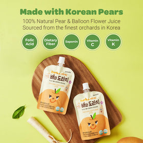 Child holding JEOLLANAMDO pear-bellflower juice pouch