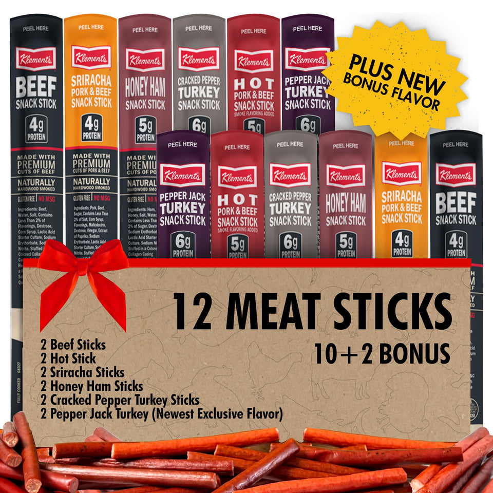 Jerky.com 12-pack sampler showcases bold sticks for on-the-go snacking.