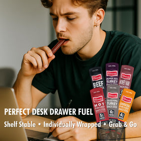 Jerky.com Cracked Pepper Turkey Stick offers peppery notes for quick protein.