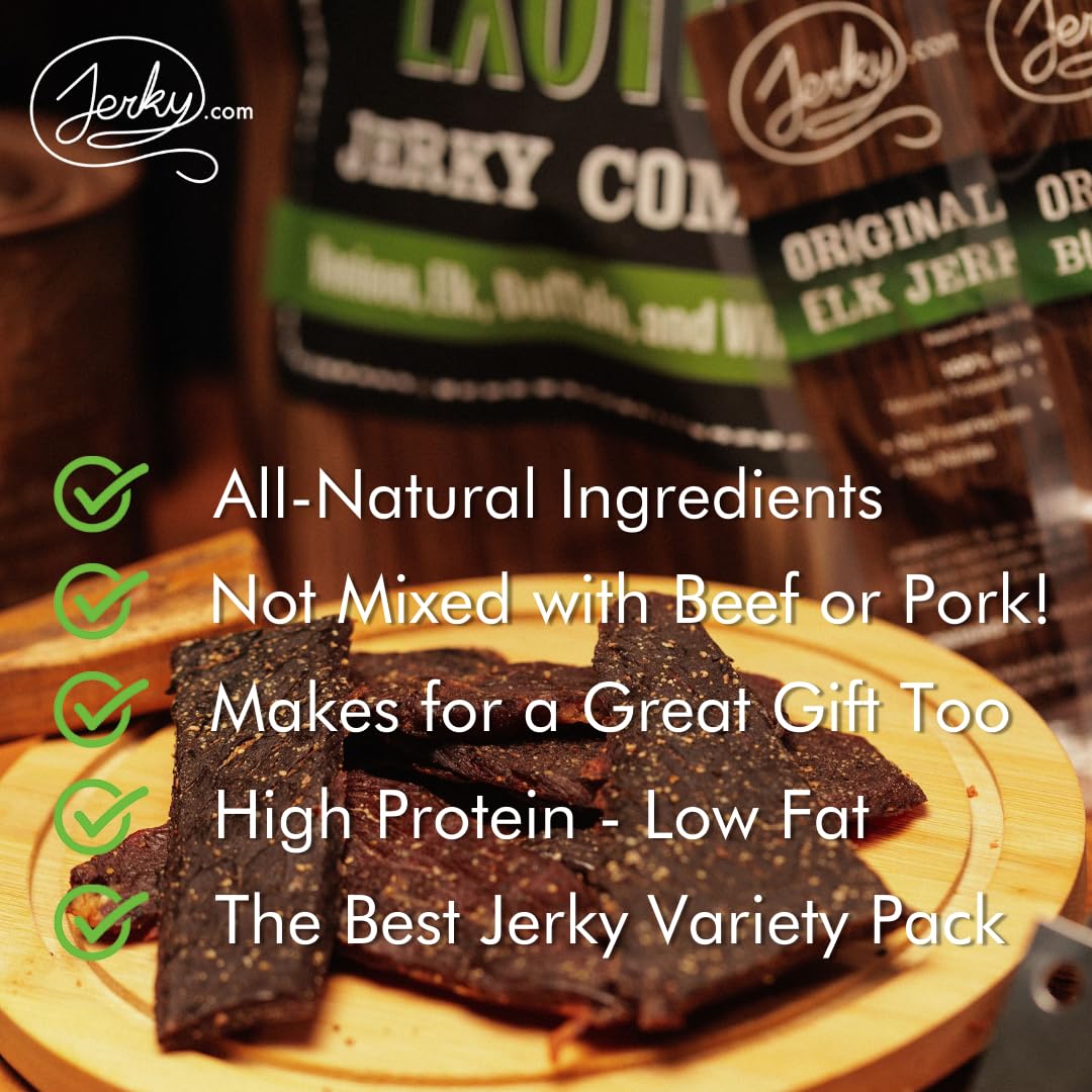 Jerky.com Elk jerky stick high-protein snack on the go