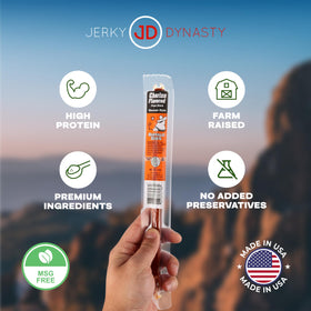 Jerky Dynasty exotic flavors display offering classic to exclusive options for tastings.