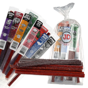 Jerky Dynasty ultimate 27-piece exotic jerky gift set box, ideal for gifting and tastings.
