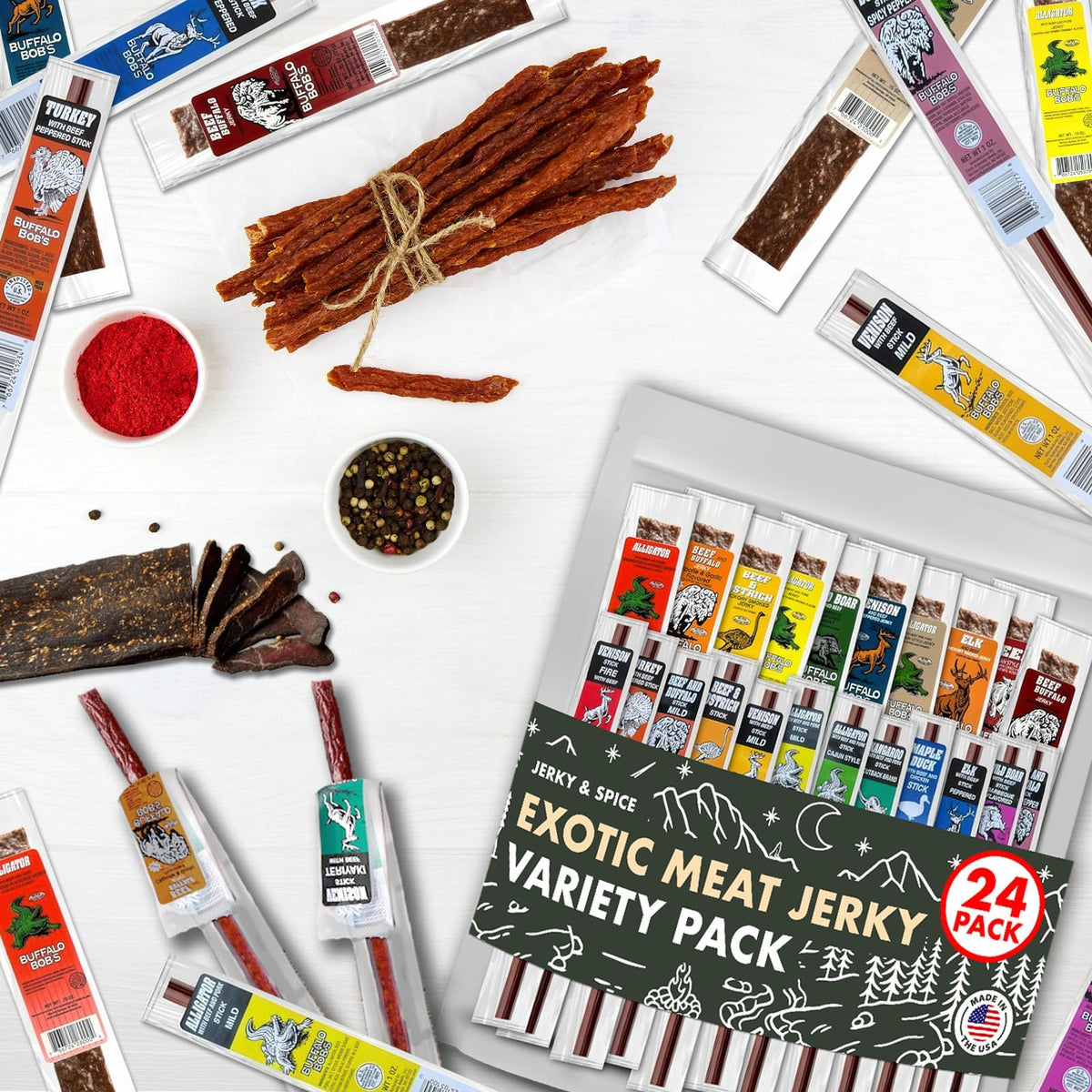 Buffalo Bob's exotic flavors image highlights premium ingredients