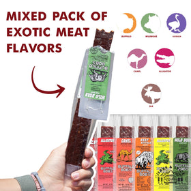 Buffalo Bob's elk jerky with savory protein bites