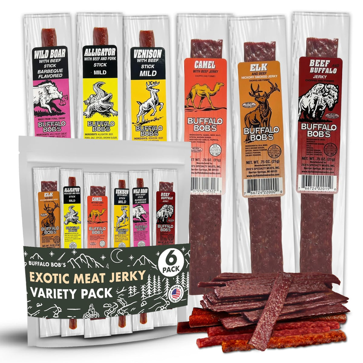 Buffalo Bob's Exotic Wild Game Sampler: diverse, on-the-go snack collection for adventures