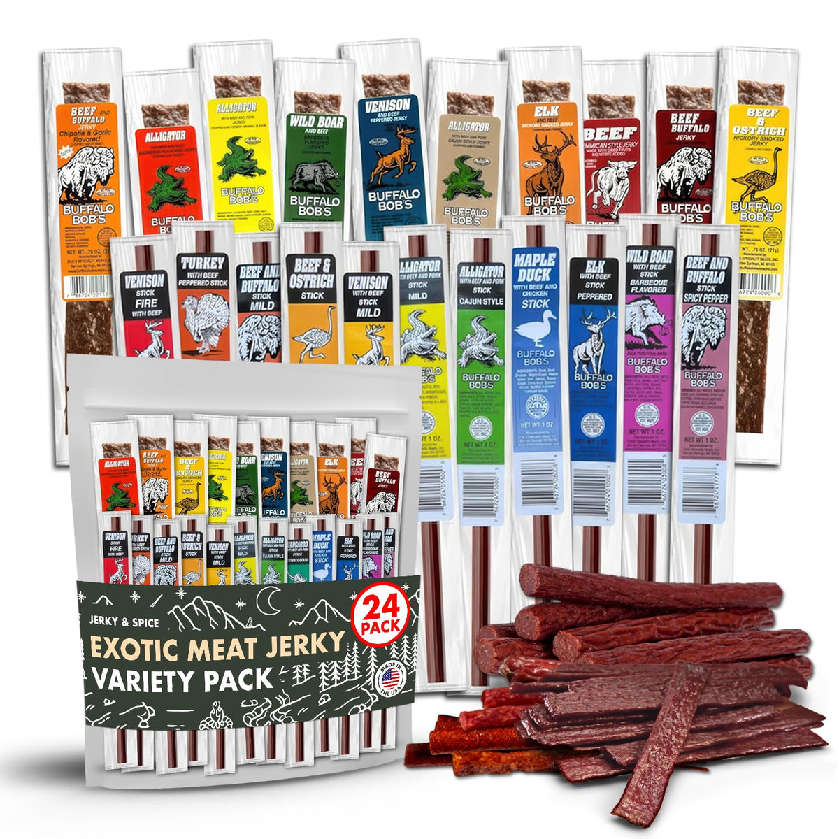 Buffalo Bob's wild game snacks 24 pack variety for sharing