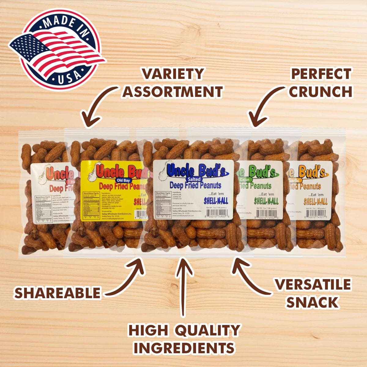 Jerky-n-Spice Uncle Bud's garlic peanuts in shell savory bite