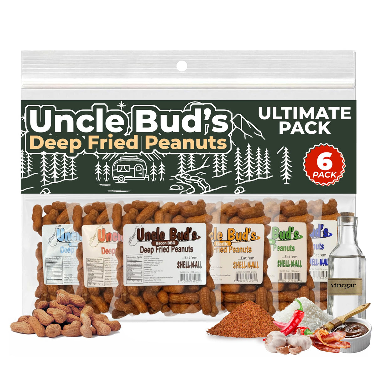 Uncle Bud's salted in-shell peanuts for a crunchy ready-to-eat snack
