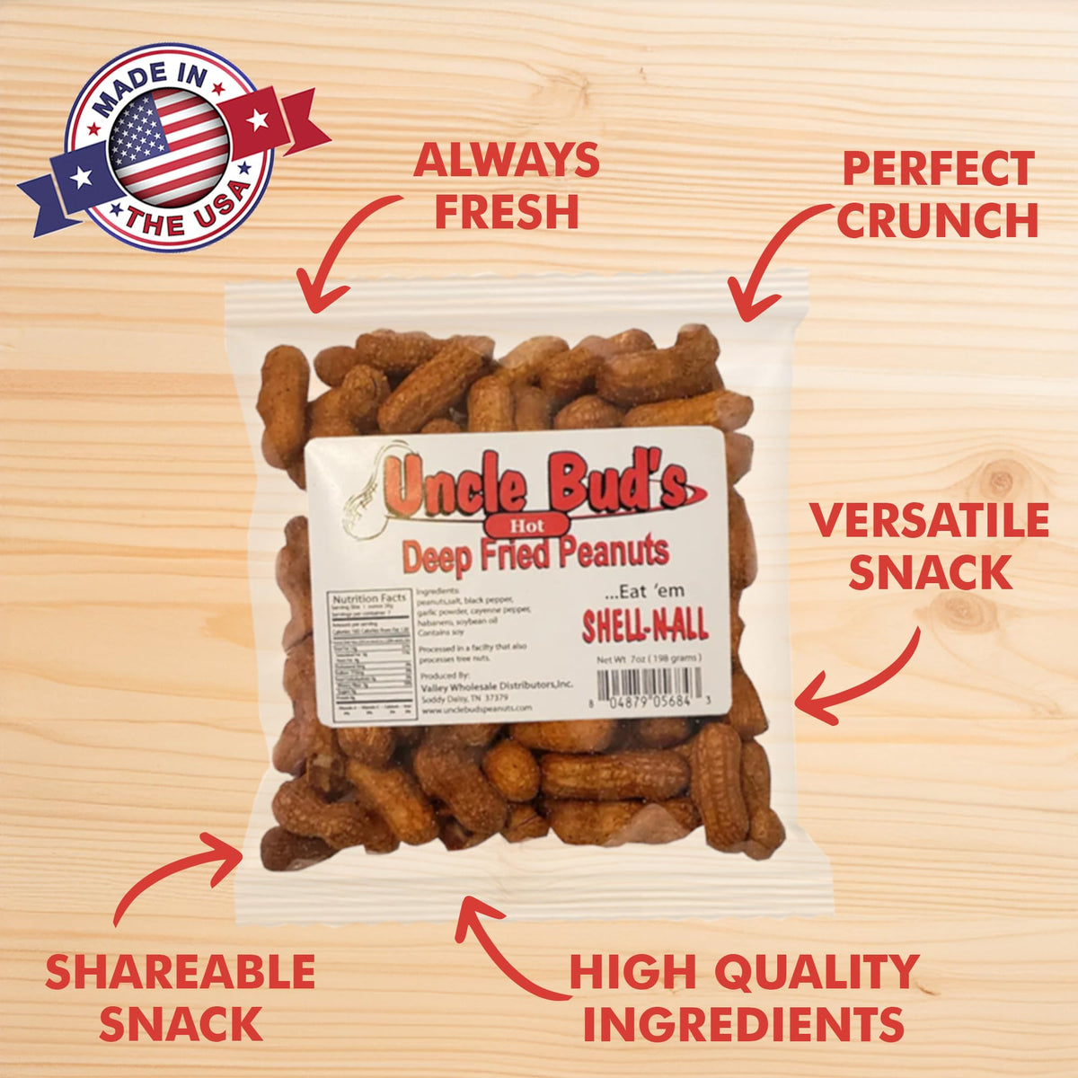 Uncle Bud's protein-rich peanuts offer a satisfying snack for active days