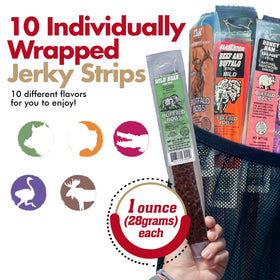 Jerky-n-Spice Venison jerky strip with bold, savory flavor