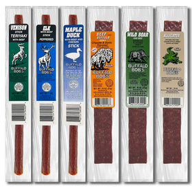 Buffalo Bob's venison teriyaki jerky for hiking and outdoor meals.
